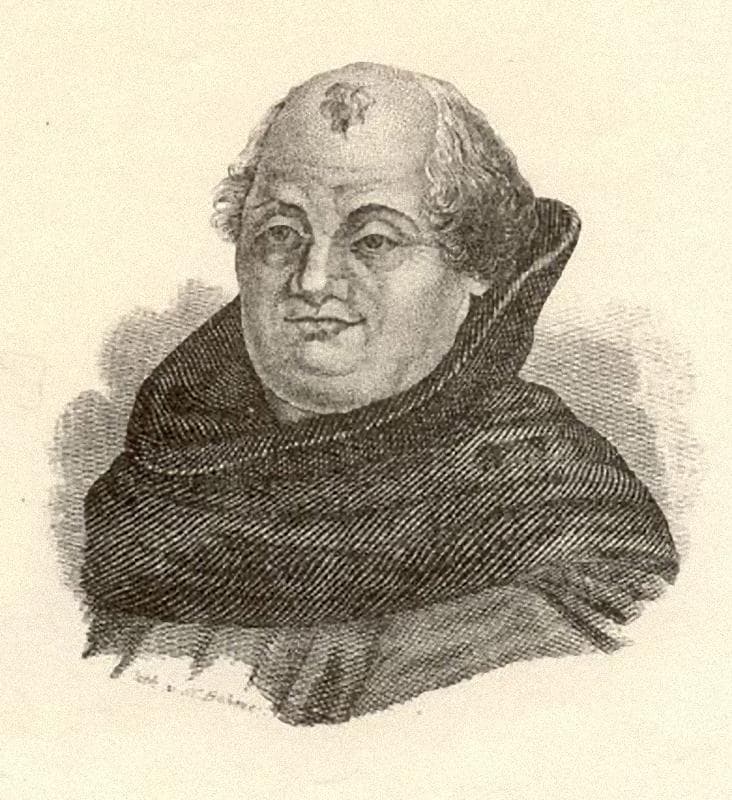 Gestochene Darstellung von Johann Tetzel, deutschem Dominikaner und Ablasskommissar zu Beginn des 16. Jahrhunderts.