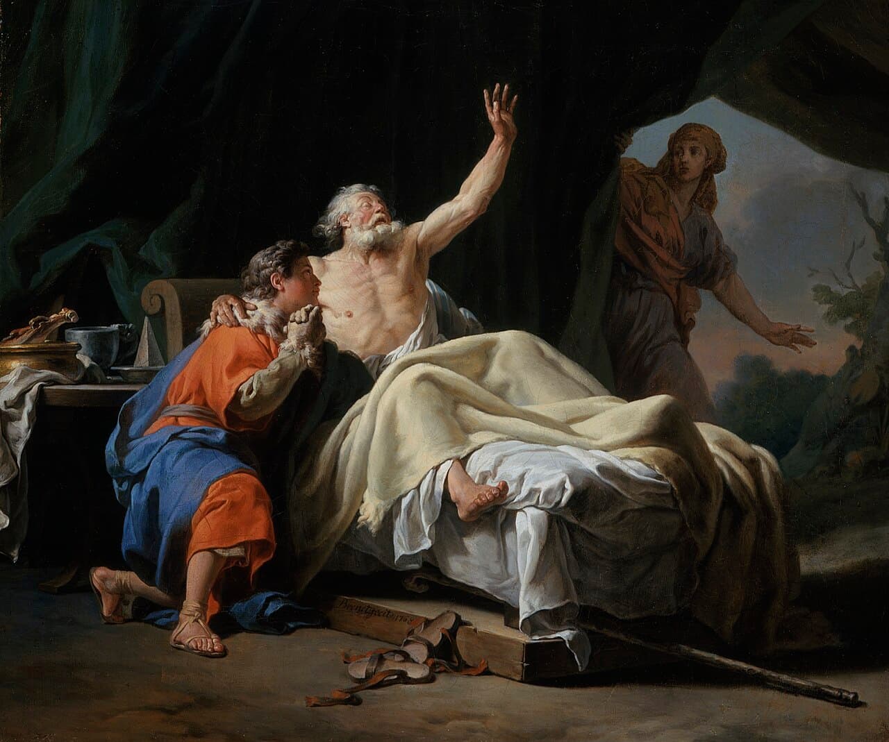 Isaac âgé bénissant Jacob dans une peinture de Nicolas-Guy Brenet