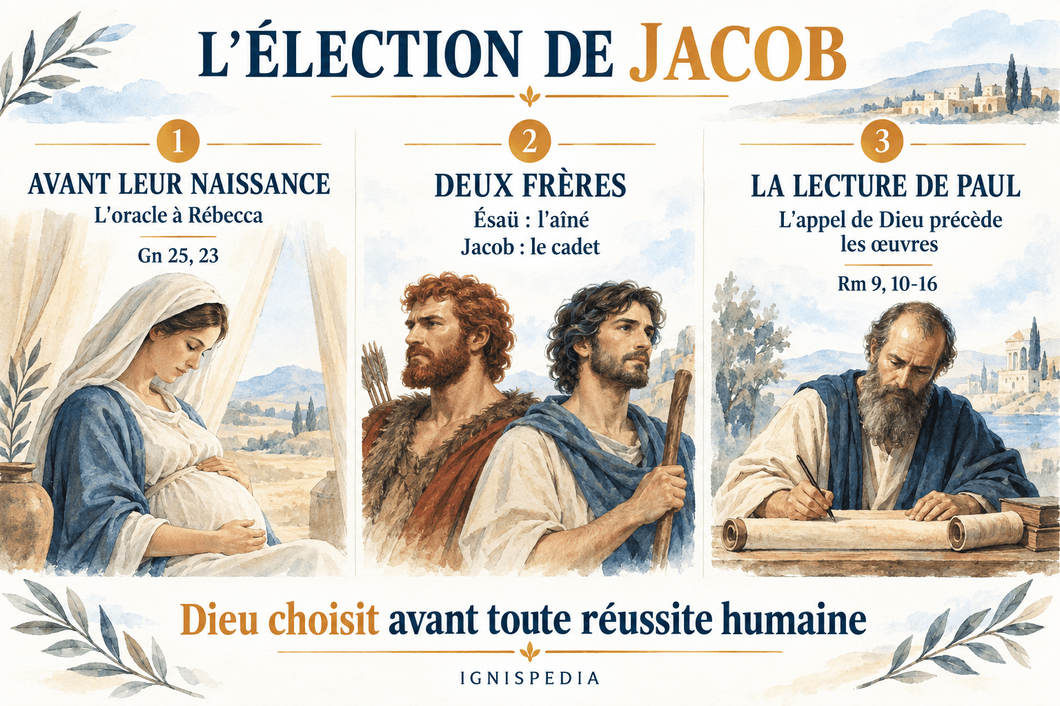 L'oracle adressé à Rébecca, les deux frères Ésaü et Jacob, puis la lecture de l'élection par Paul