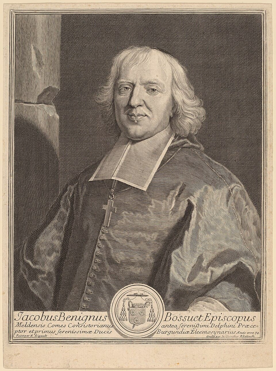 Jacques-Bénigne Bossuet, Hyacinthe Rigaud’ya ait gravürden Gérard Edelinck tarafından yapılmış