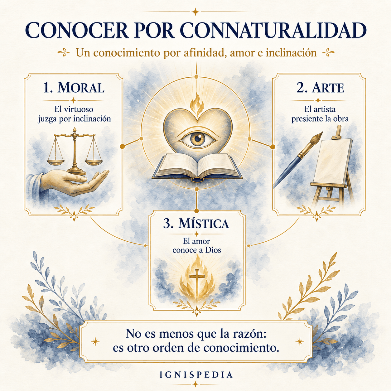 Infografía sobre el conocimiento por connaturalidad en Jacques Maritain