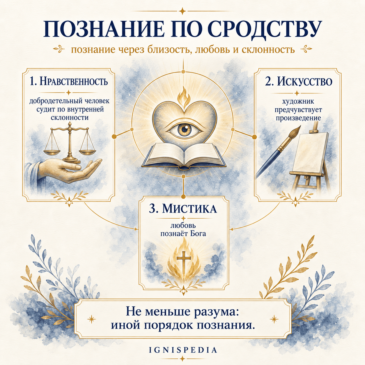 Инфографика о познании по сродству у Жака Маритена