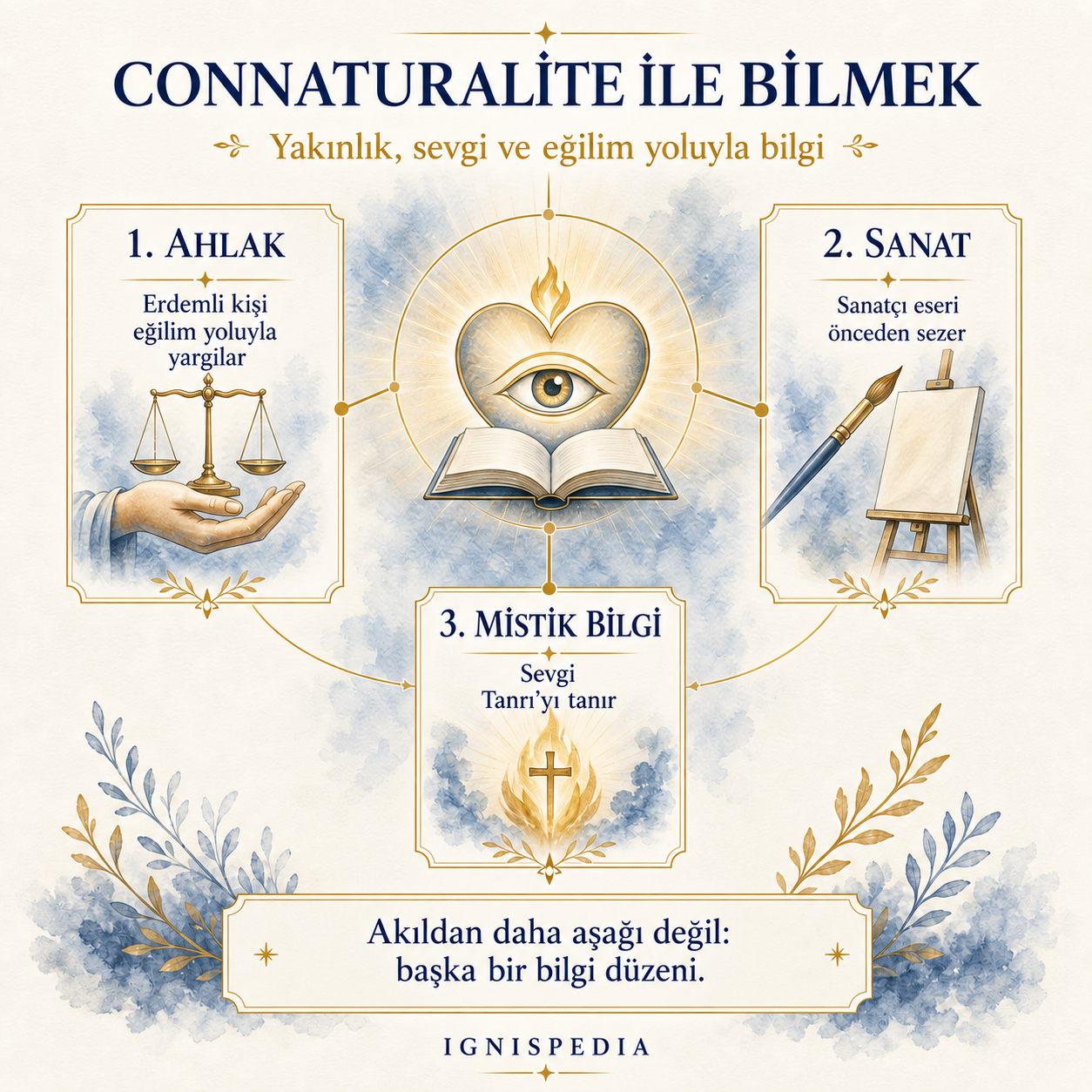 Jacques Maritain’de connaturalite ile bilgi üzerine infografik