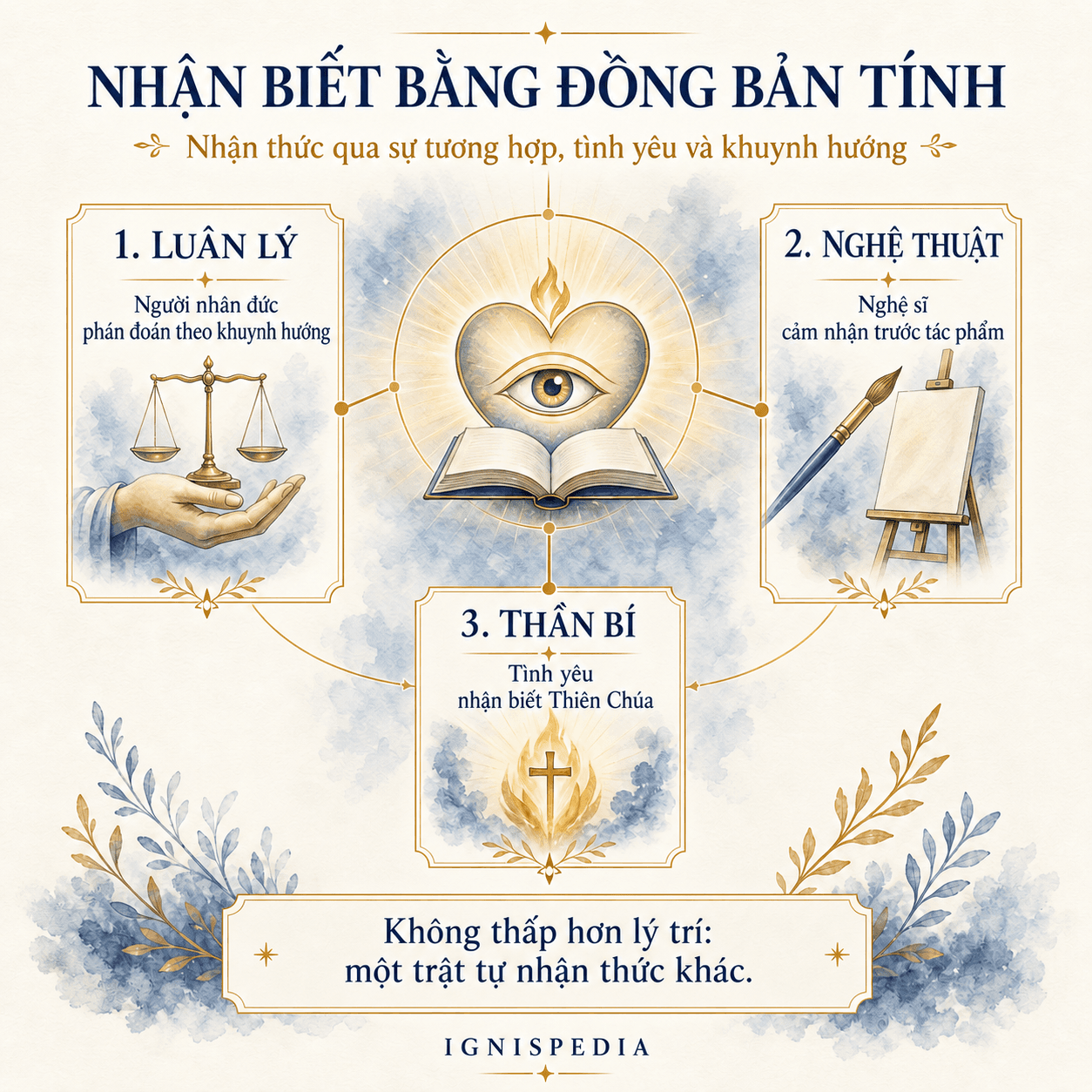 Infographic về nhận thức bằng đồng bản tính nơi Jacques Maritain