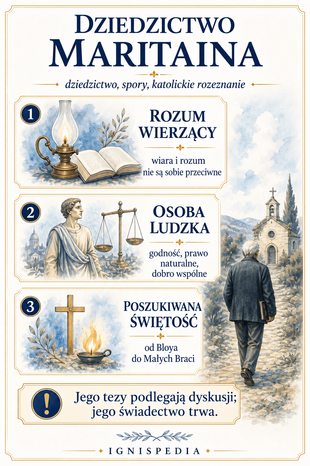 Infografika podsumowująca dziedzictwo Jacques’a Maritaina