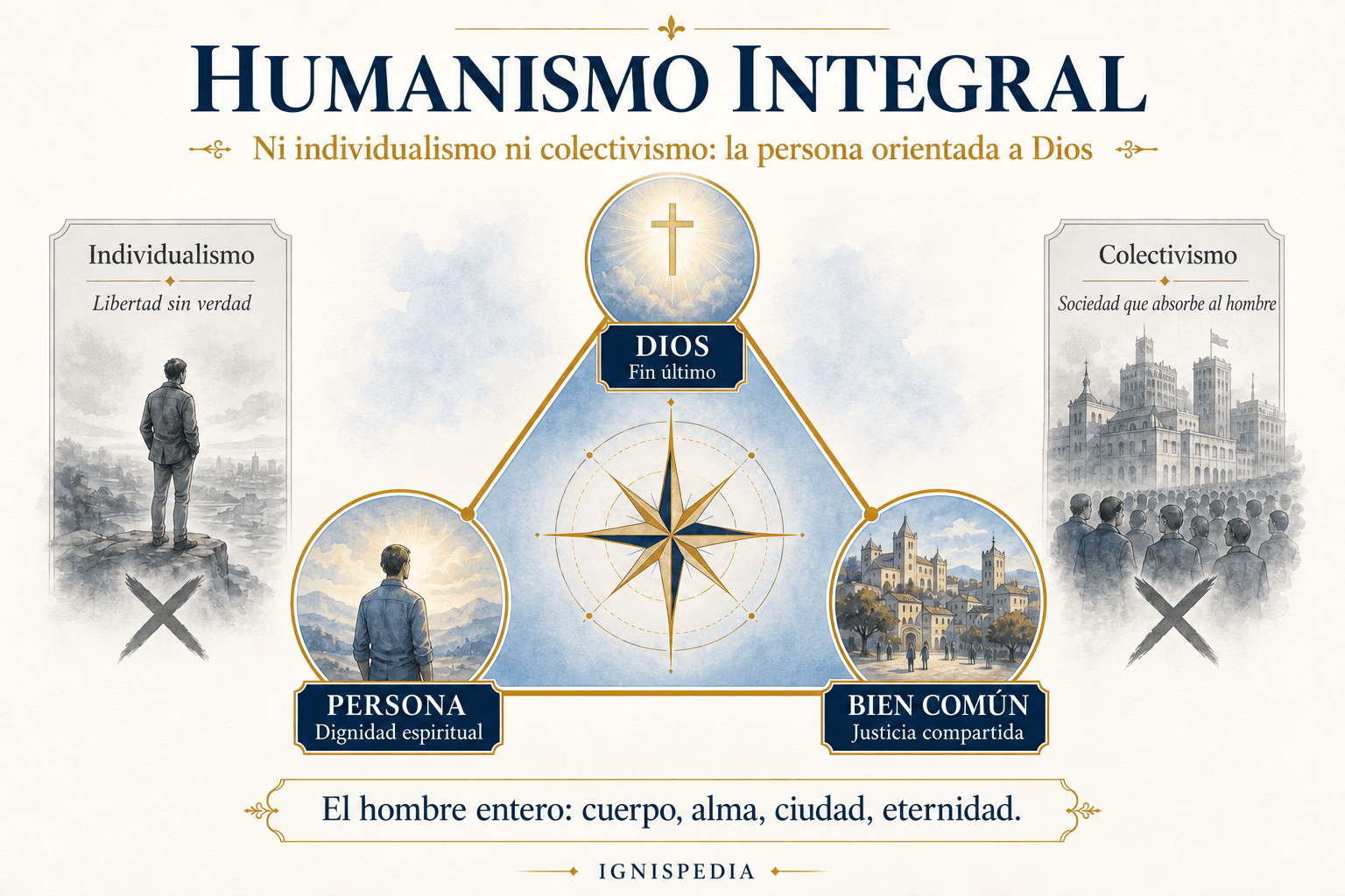 Infografía sobre el humanismo integral de Jacques Maritain