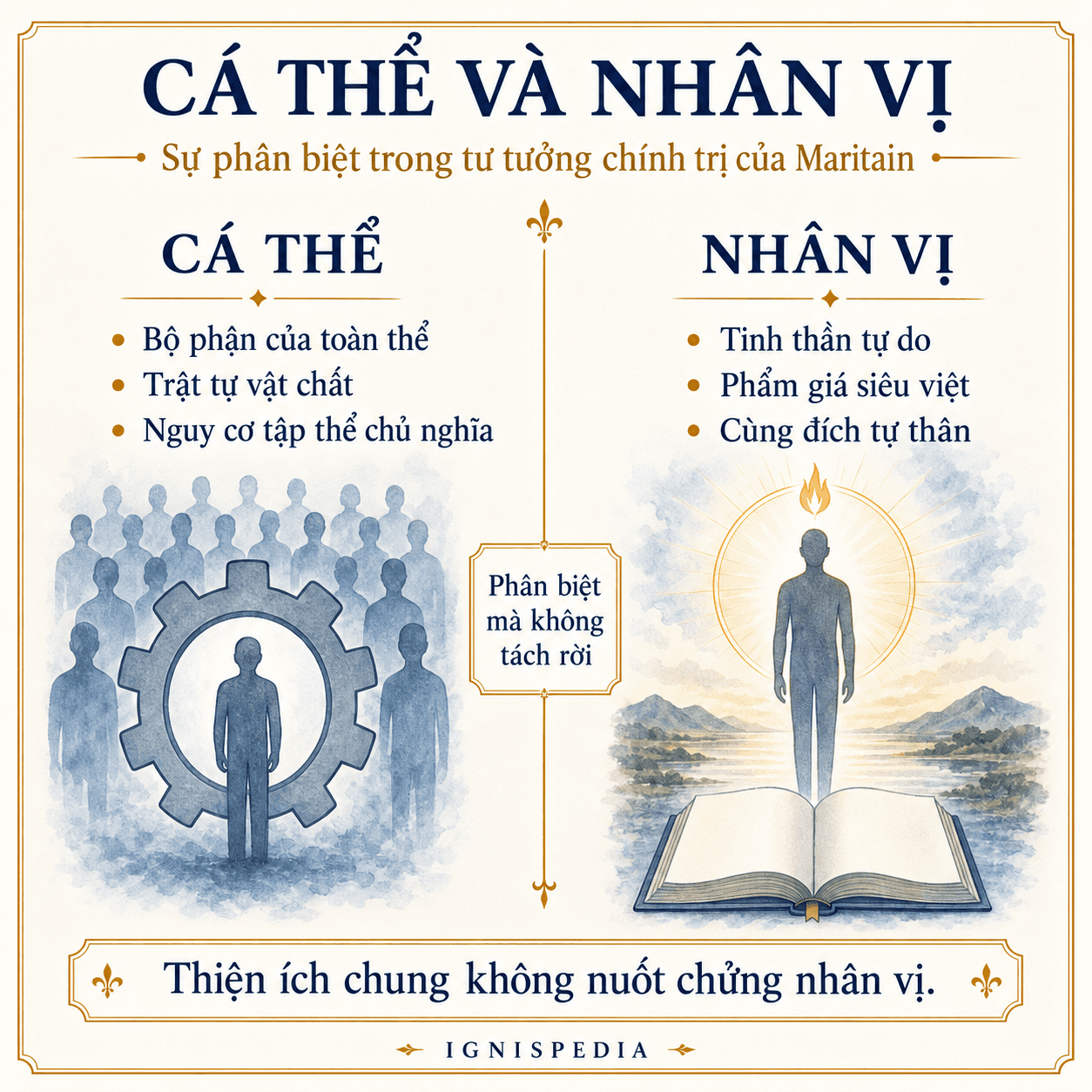 Infographic phân biệt cá thể và nhân vị theo Jacques Maritain