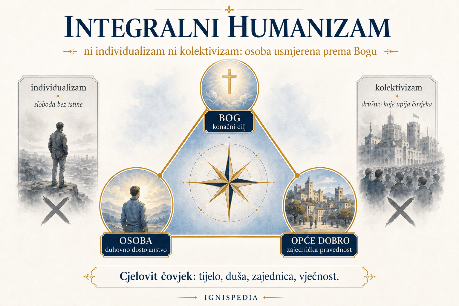 Infografika o integralnom humanizmu Jacquesa Maritaina