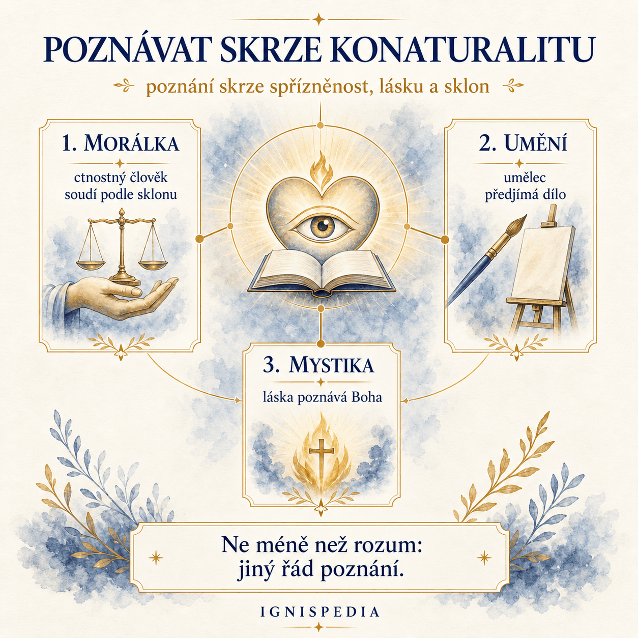 Infografika o poznání skrze konaturalitu u Jacquese Maritaina