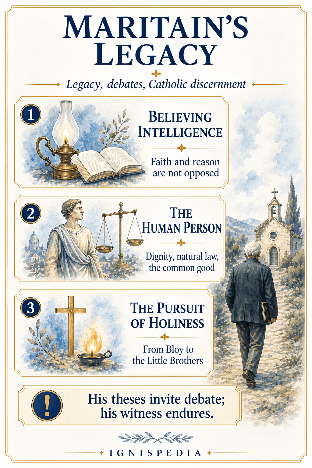 Summary infographic on the legacy of Jacques Maritain