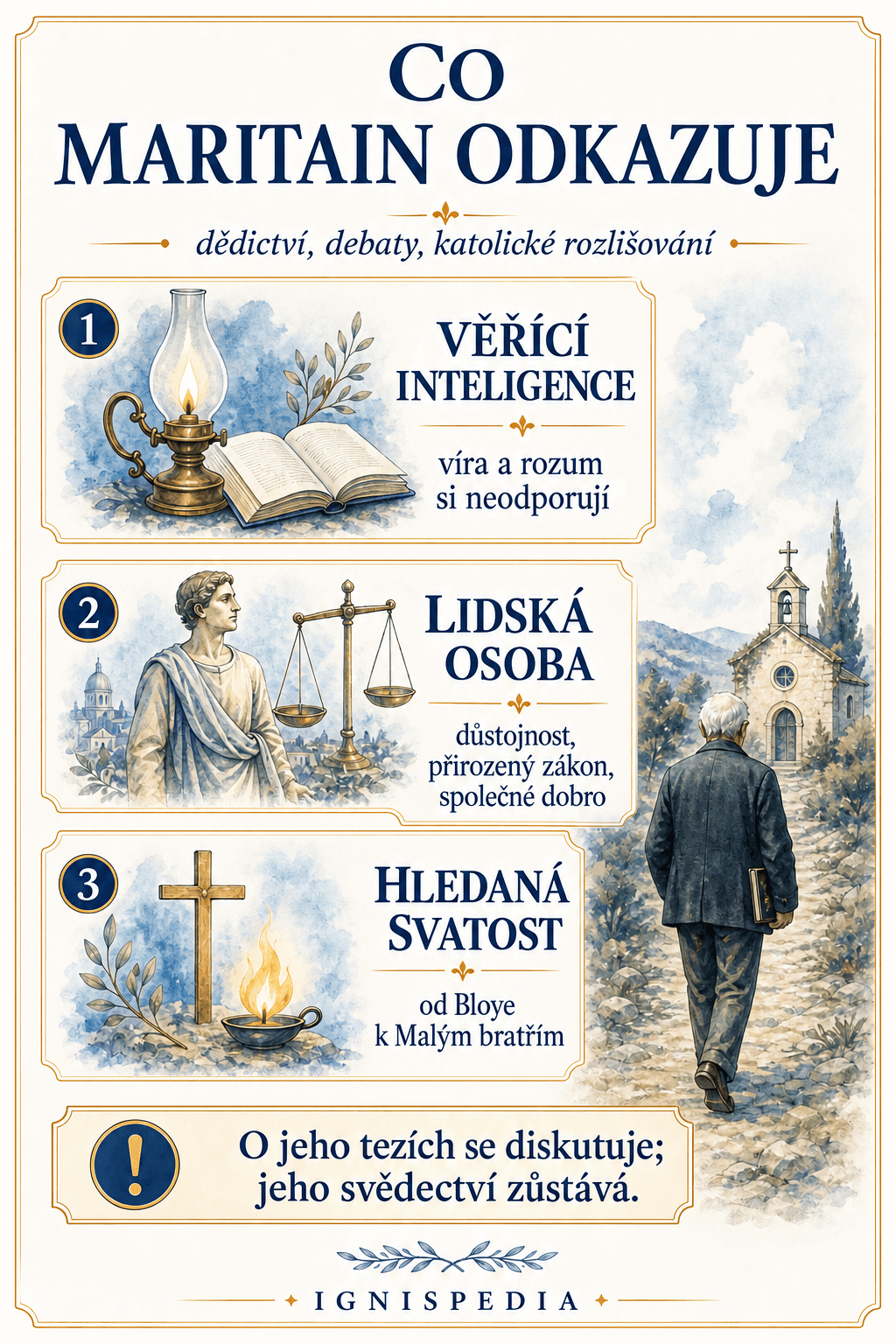 Souhrnná infografika o dědictví Jacquese Maritaina