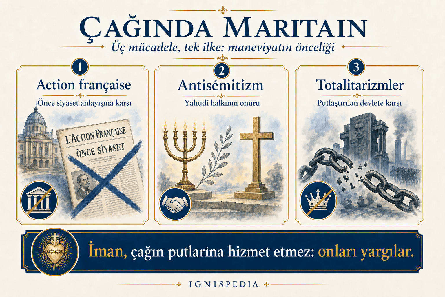 Jacques Maritain’in yüzyıldaki mücadelelerine dair infografik