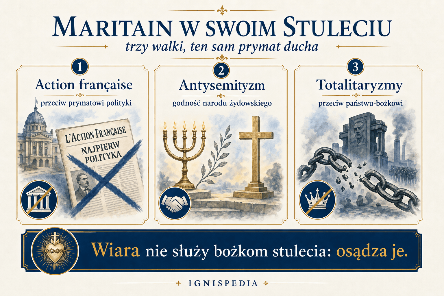 Infografika o zmaganiach Jacques’a Maritaina w epoce