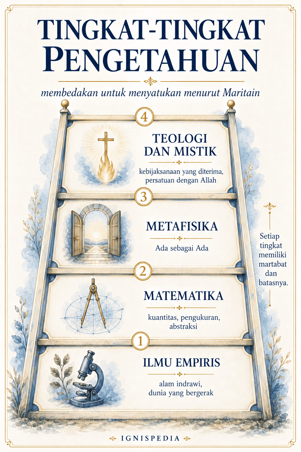Infografik tingkat-tingkat pengetahuan menurut Jacques Maritain