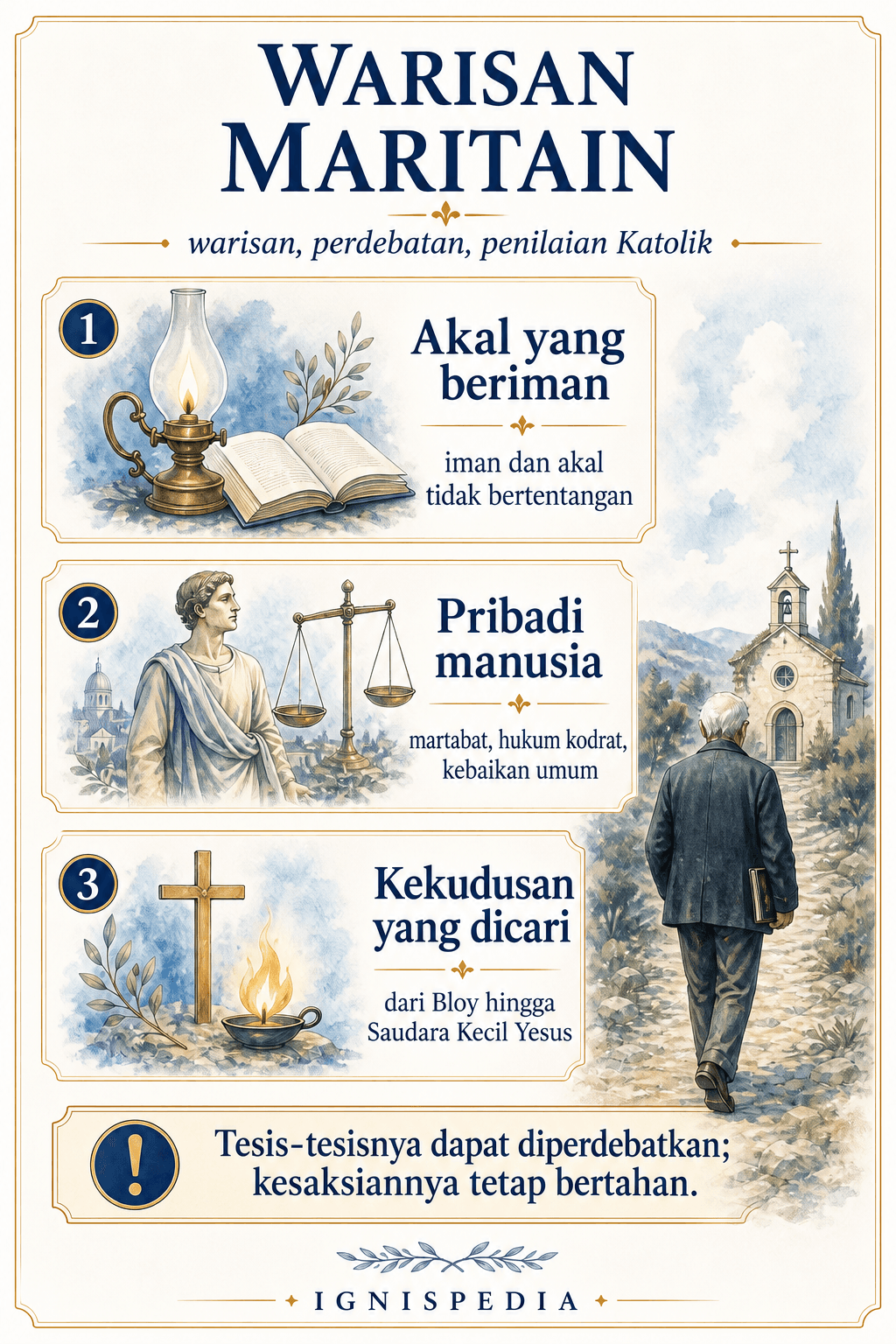 Infografik sintesis tentang warisan Jacques Maritain