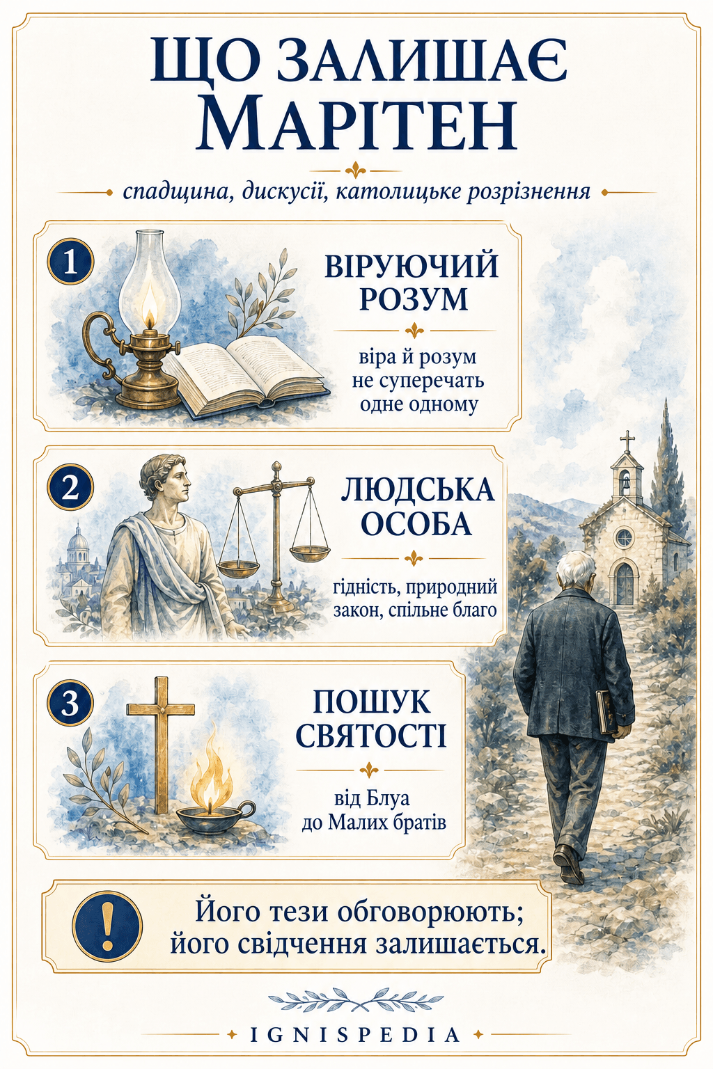 Підсумкова інфографіка про спадщину Жака Марітена