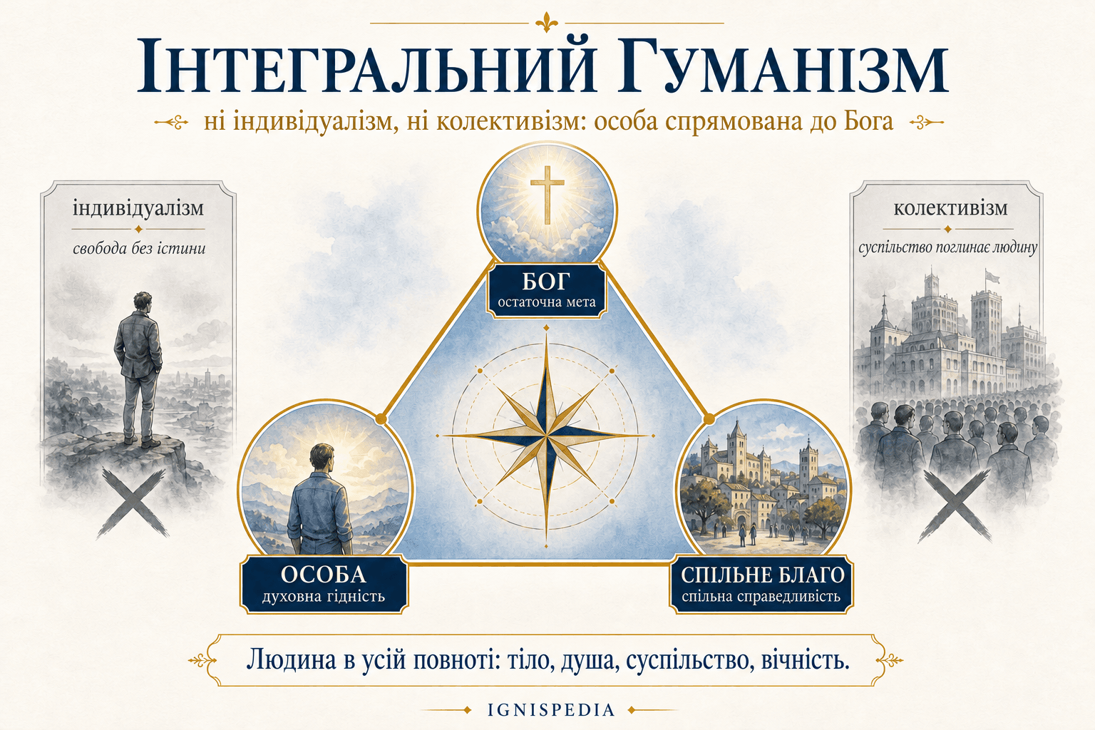 Інфографіка про інтегральний гуманізм Жака Марітена
