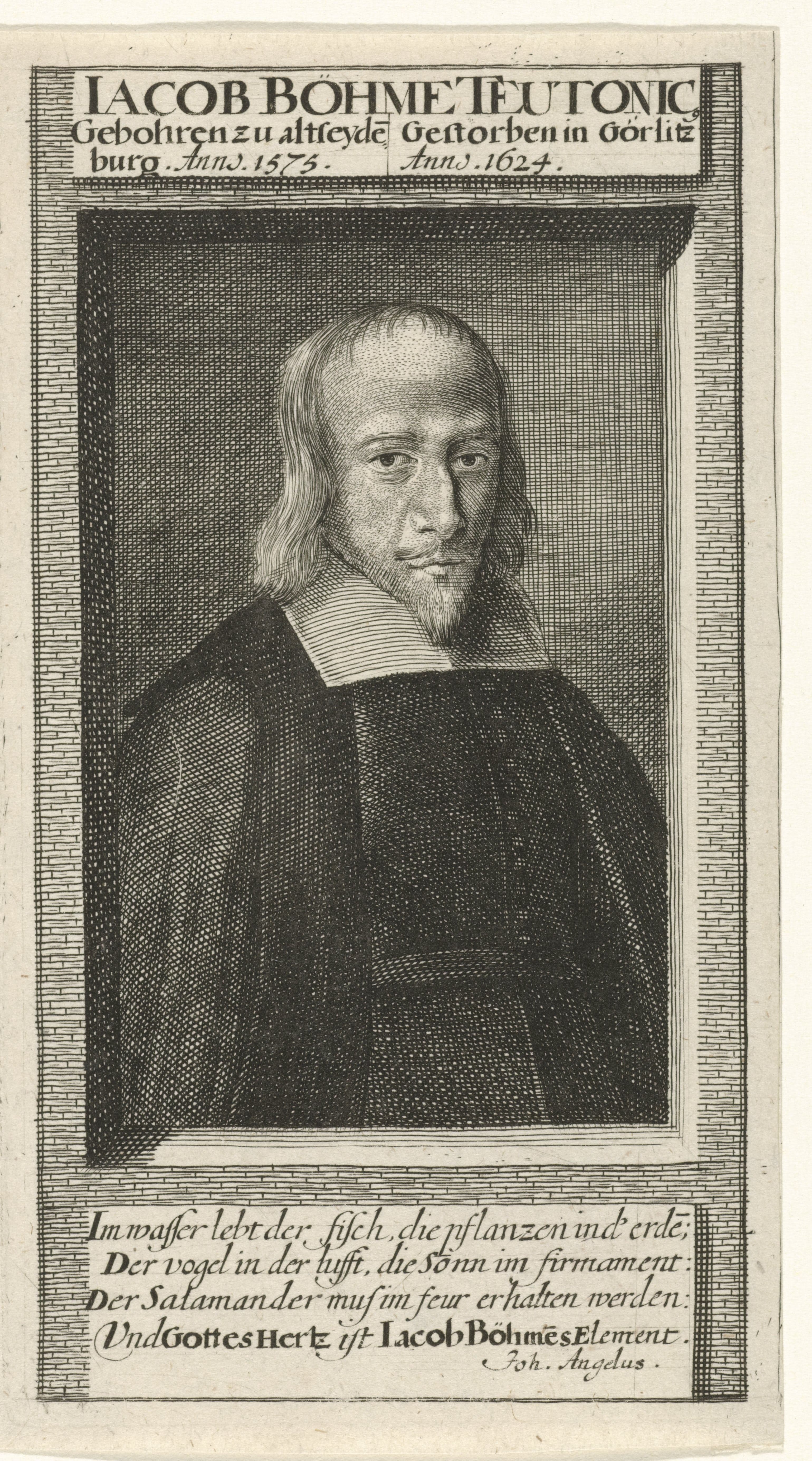 Engraved portrait of Jakob Böhme by Joseph Mulder