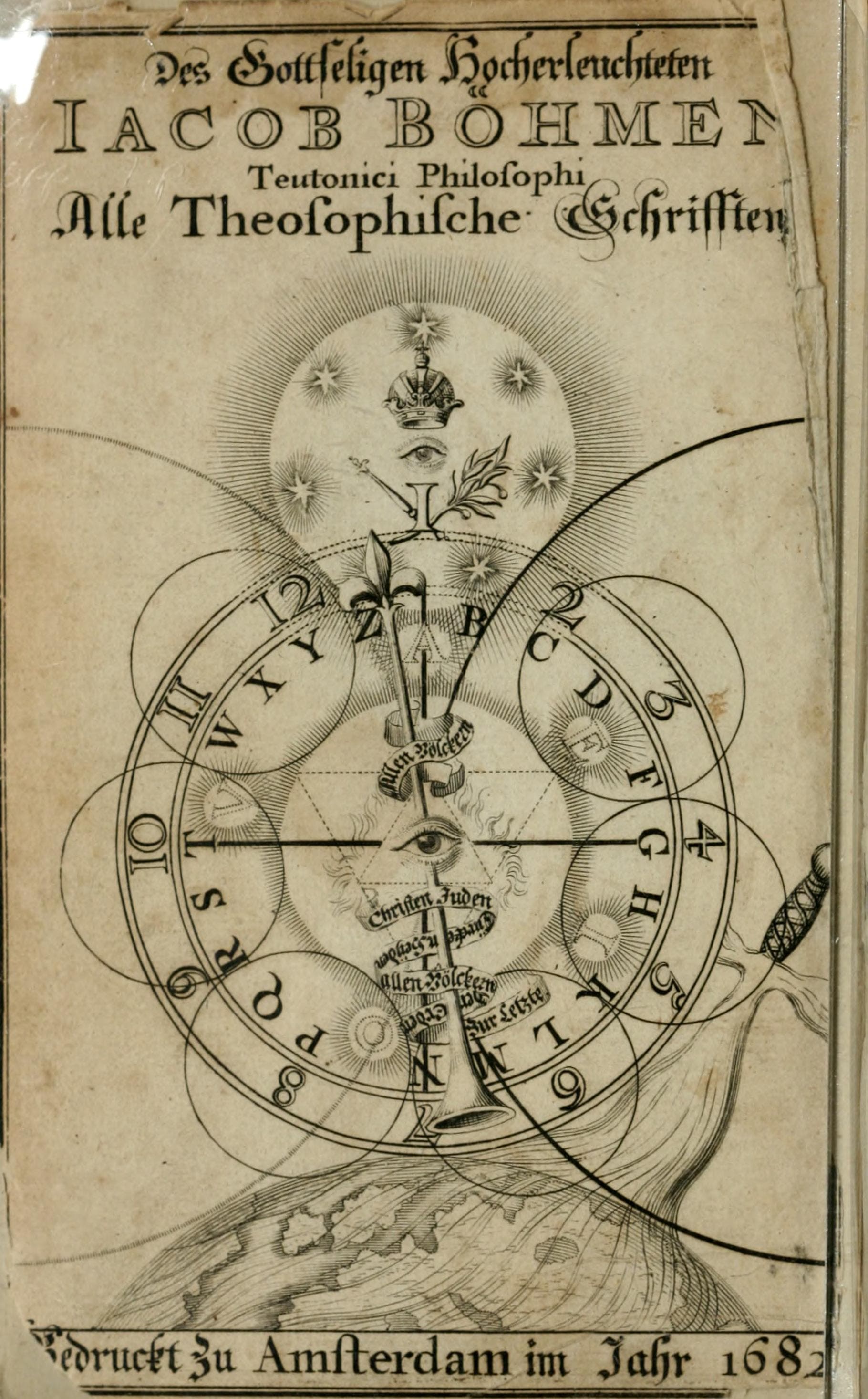 Title plate of Böhme's complete works (Amsterdam, 1682): the Wonder-Eye
