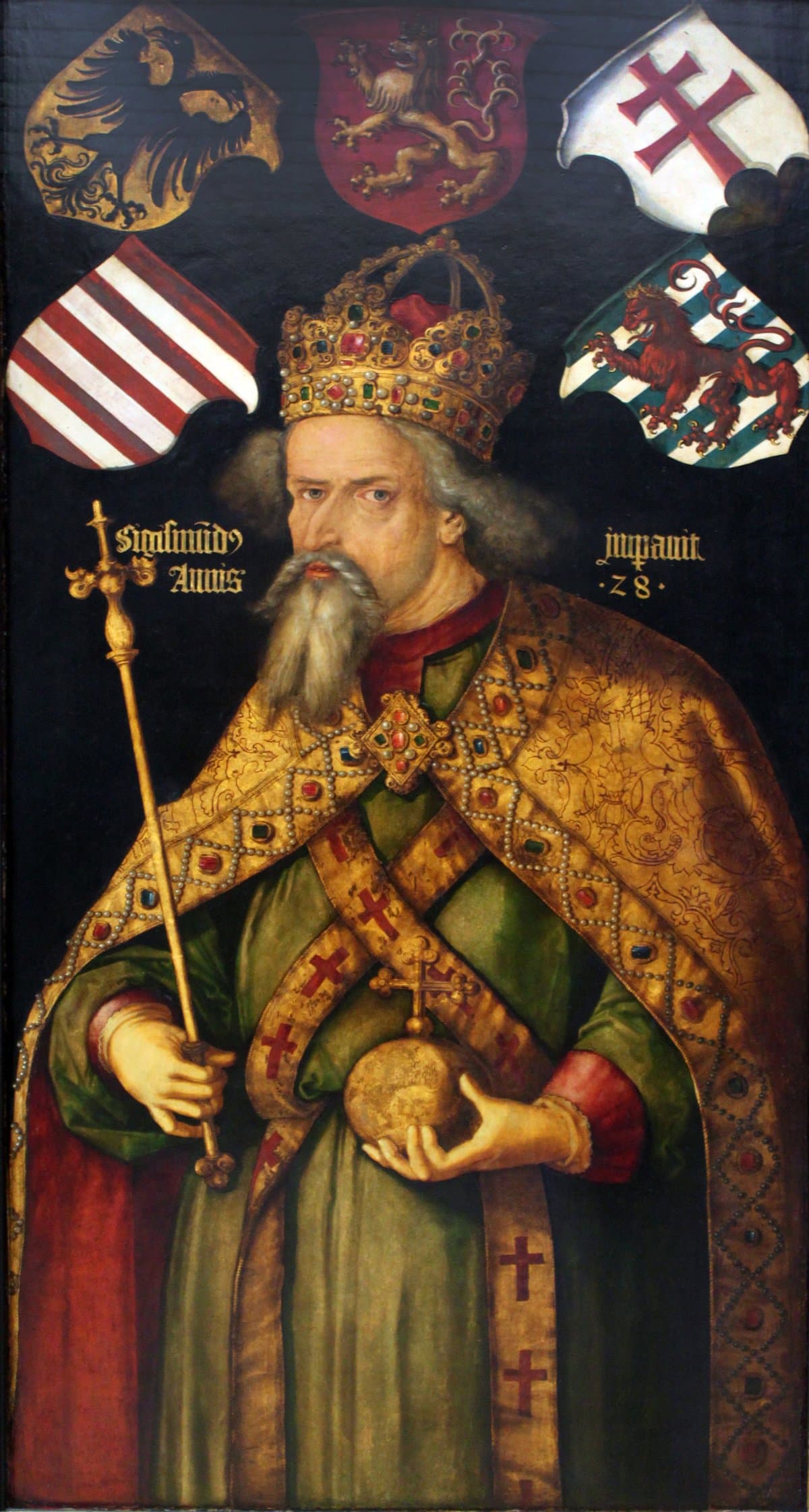 L’imperatore Sigismondo coronato, con globo e scettro, da Albrecht Dürer