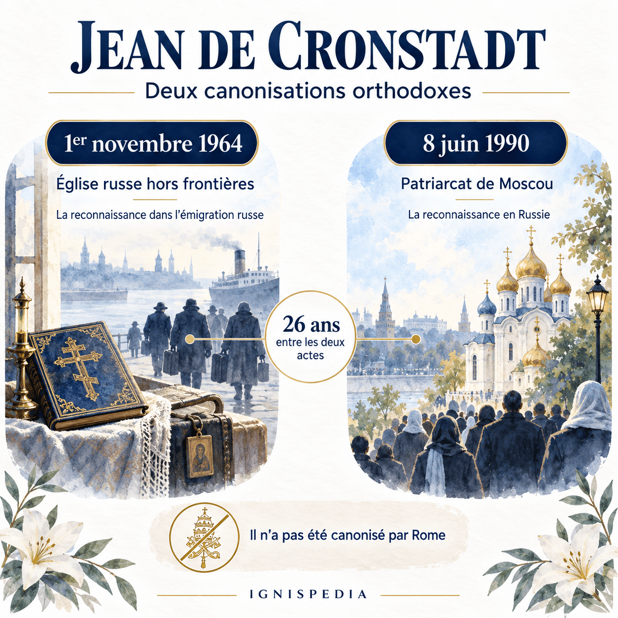 Canonizações ortodoxas de João de Cronstadt: Igreja Russa fora das fronteiras em 1964 e patriarcado de Moscovo em 1990