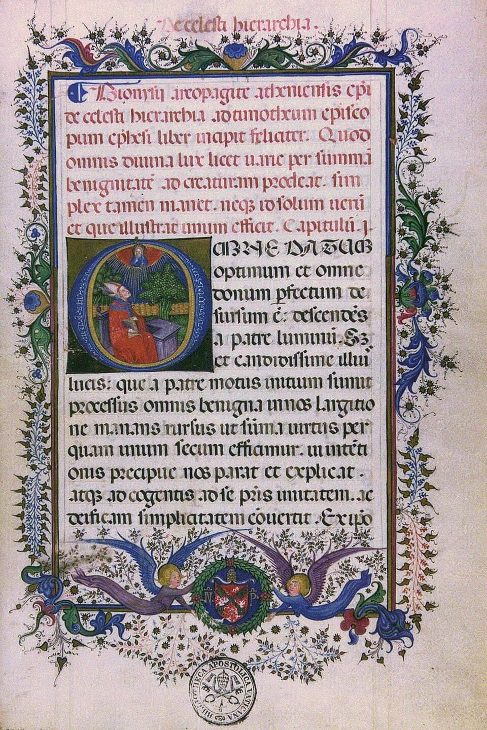 Pseudo-Dionysios'un Göksel Hiyerarşi'sinin Latince başlangıcı, Vat. lat. 171 elyazması, 1r yaprağı.
