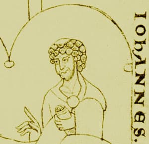 Portrait médiéval de Jean Scot Érigène dans un manuscrit de la Clavis physicae