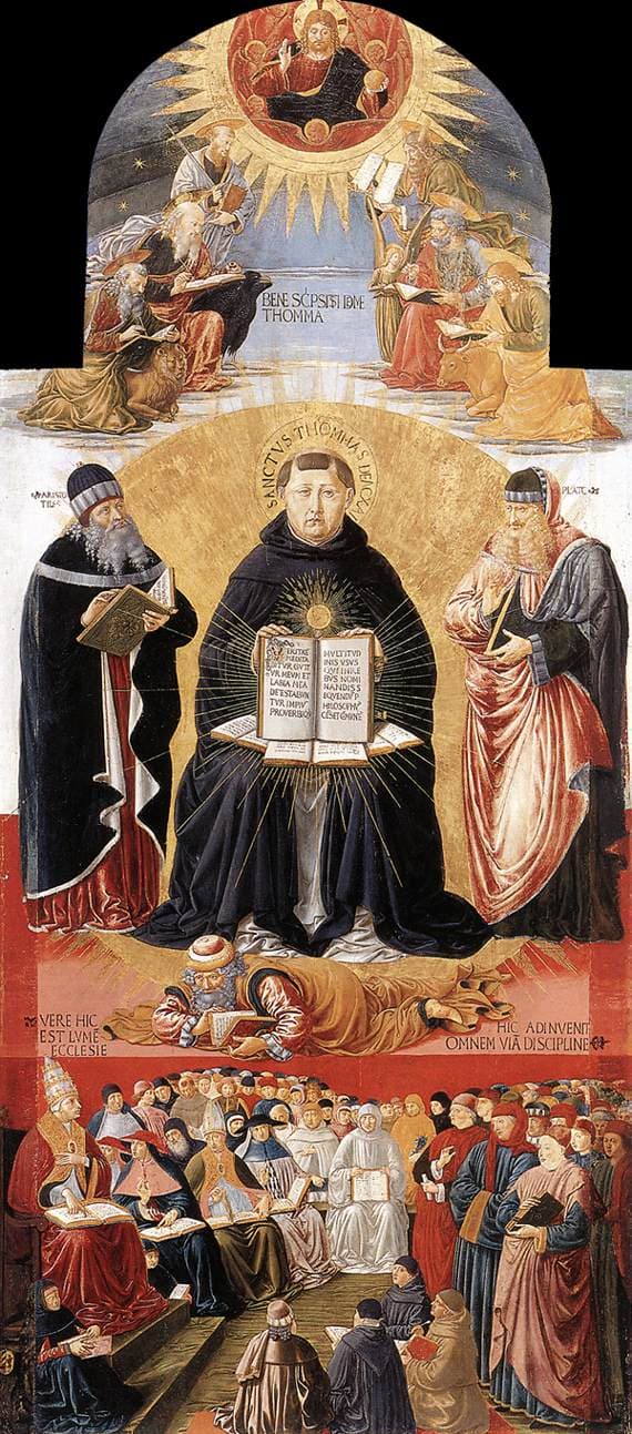 San Tommaso d'Aquino in trono tra i dottori della Chiesa, affresco di Benozzo Gozzoli (1471)