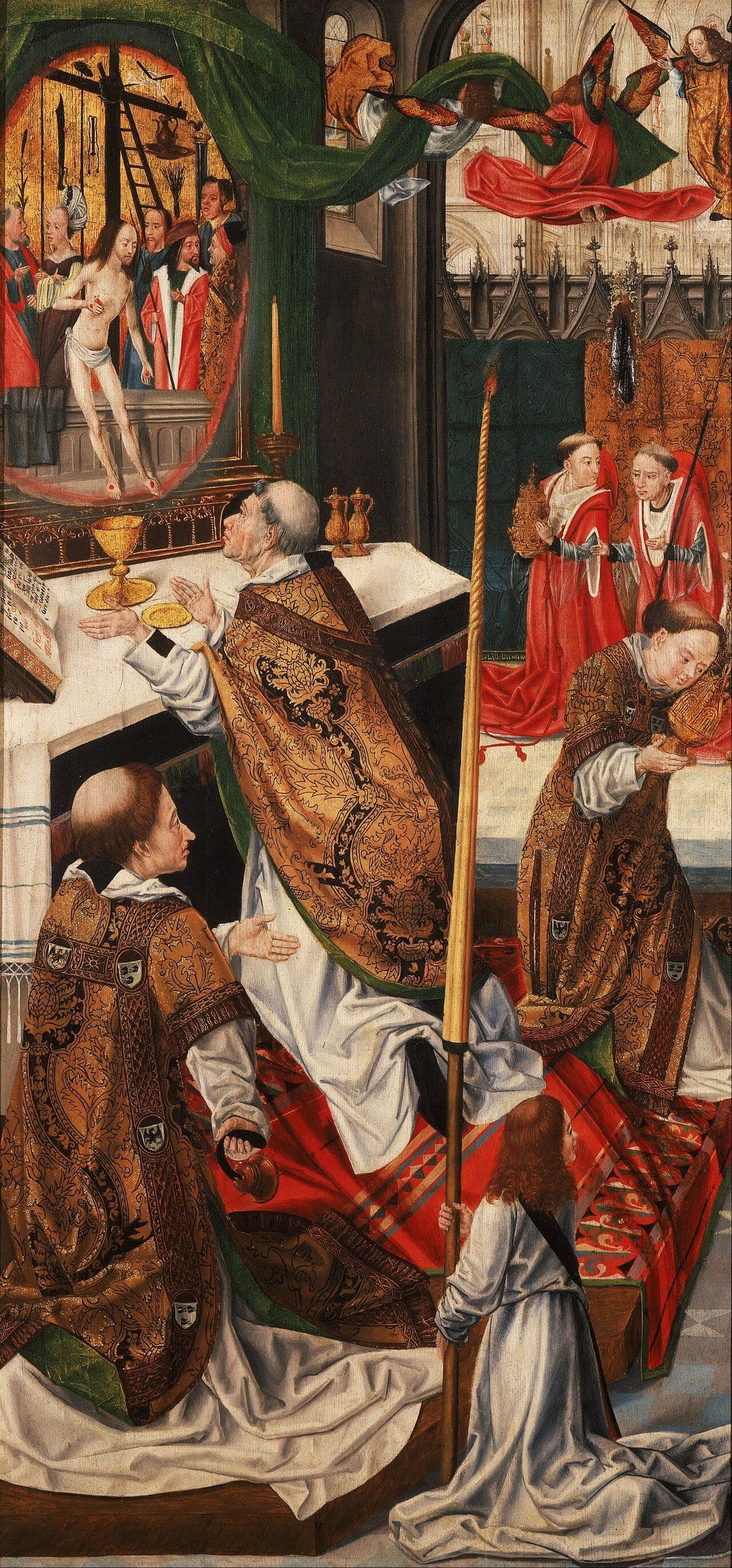 A missa de São Gregório, tábua medieval com Cristo sobre o altar