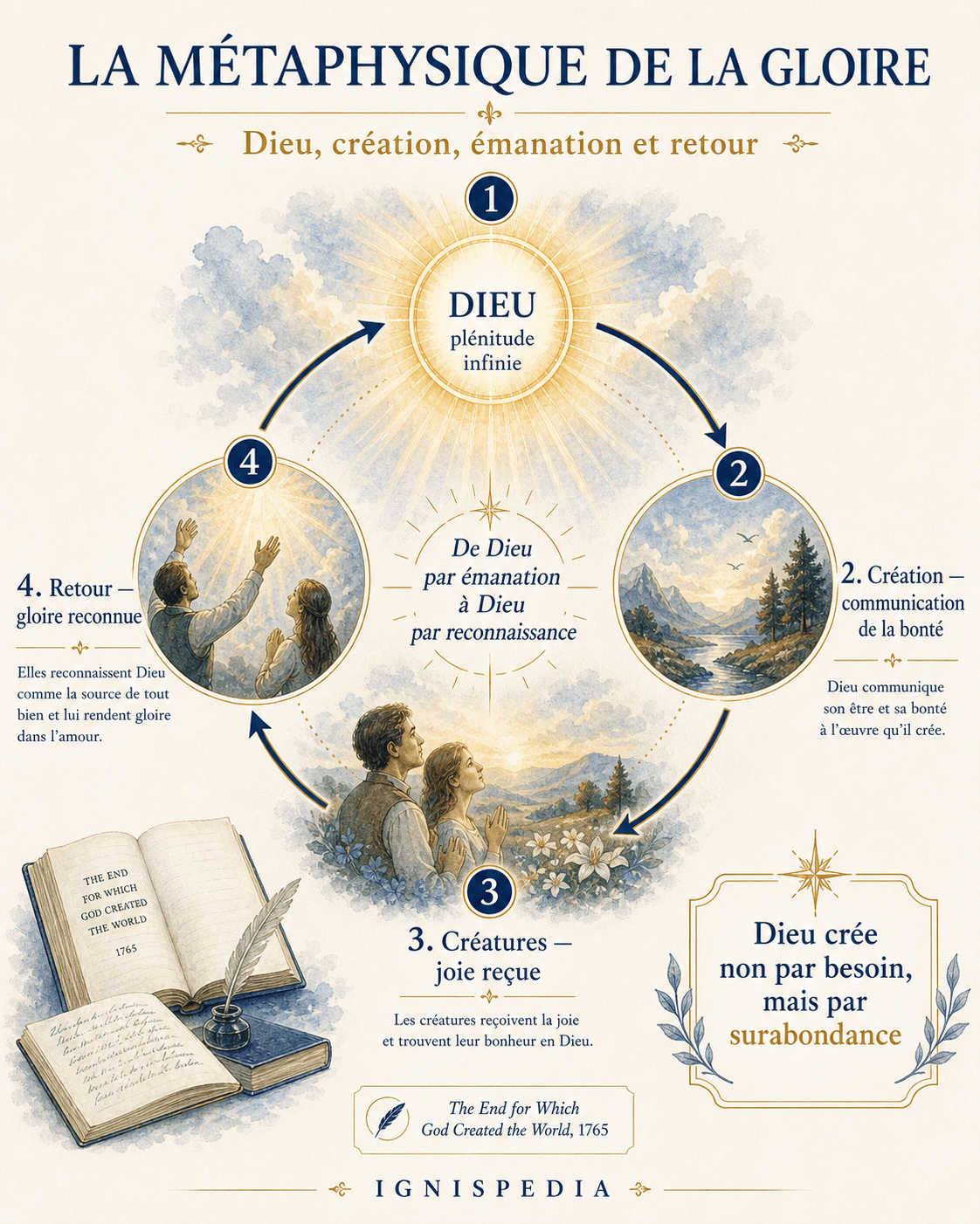Infografía circular sobre la metafísica de la gloria en Jonathan Edwards.