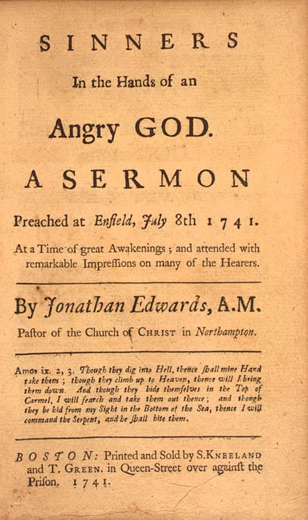 Portada de Sinners in the Hands of an Angry God, sermón impreso en 1741.