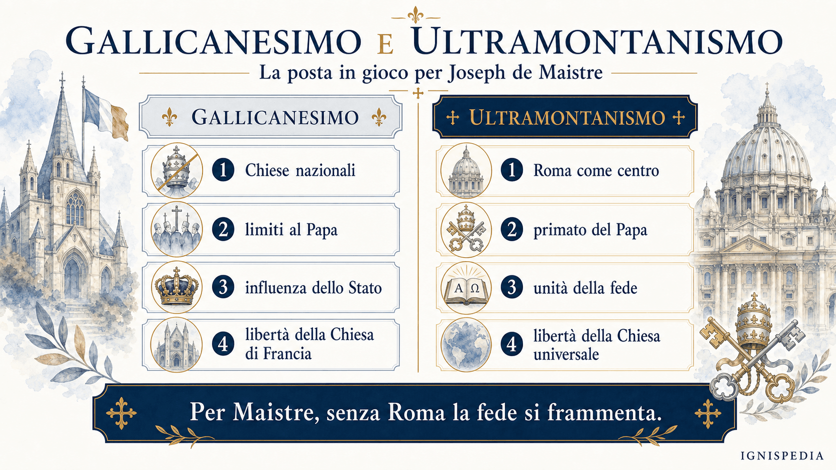 Schema comparativo del gallicanesimo e dell'ultramontanismo in Joseph de Maistre