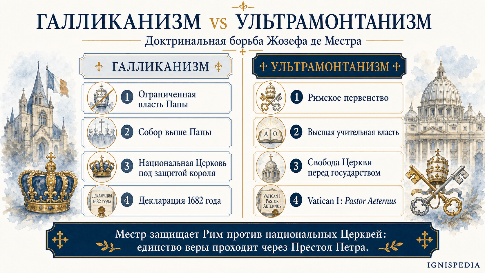 Сравнительная схема галликанизма и ультрамонтанизма у Жозефа де Местра