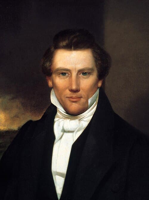 Painted portrait of Joseph Smith from around 1842, artist unidentified