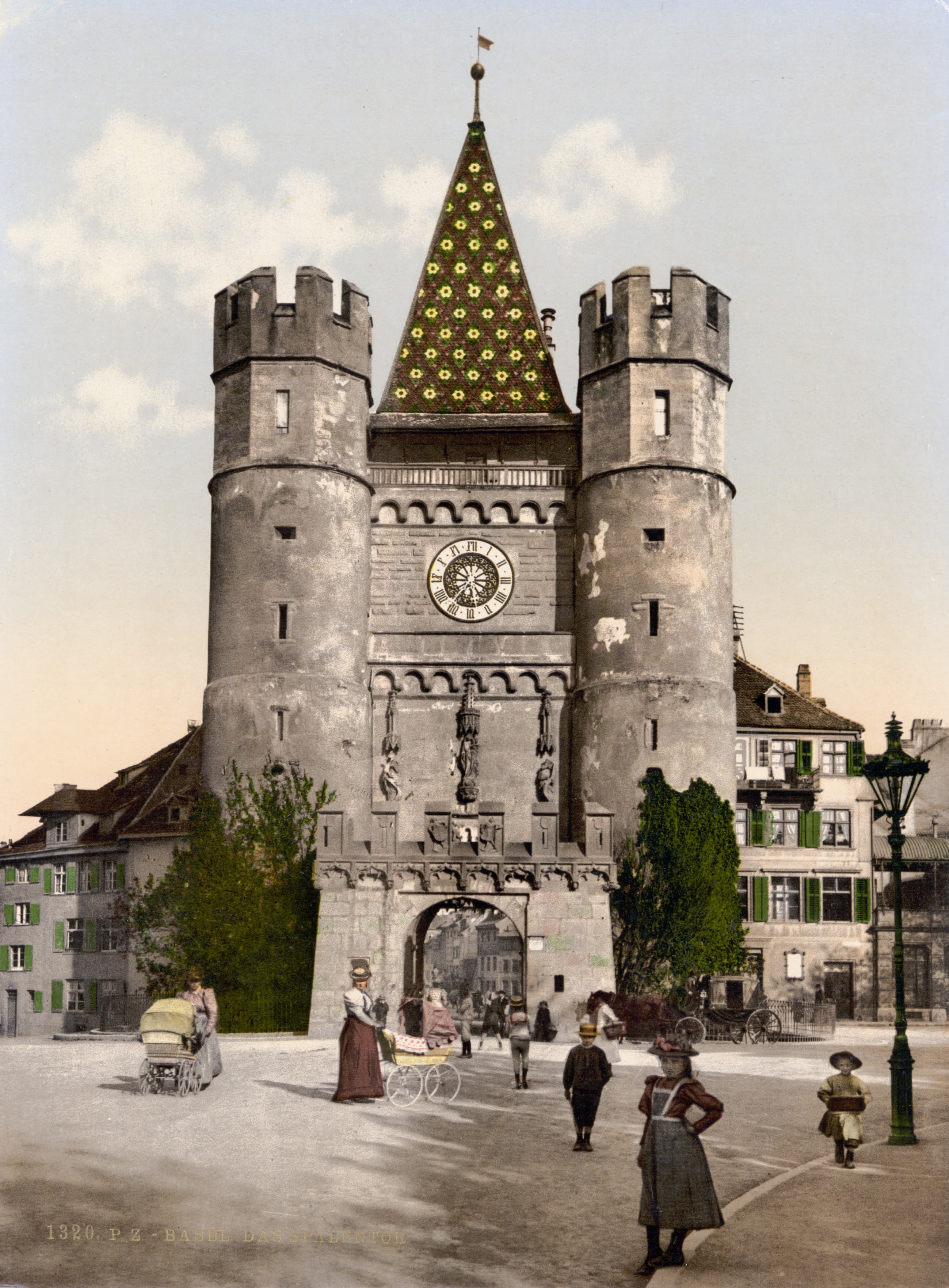 La porta di Spalen a Basilea, fotocromia degli anni 1890.