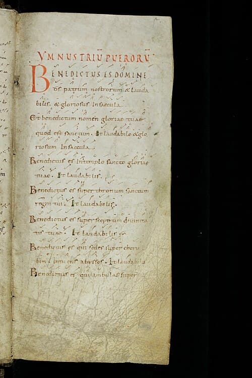 Pagina 5 del cantatorio di San Gallo, Codex Sangallensis 359, con notazione neumatica