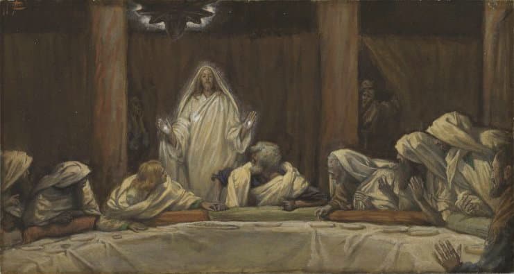 Der auferstandene Christus erscheint den im Abendmahlssaal versammelten Aposteln