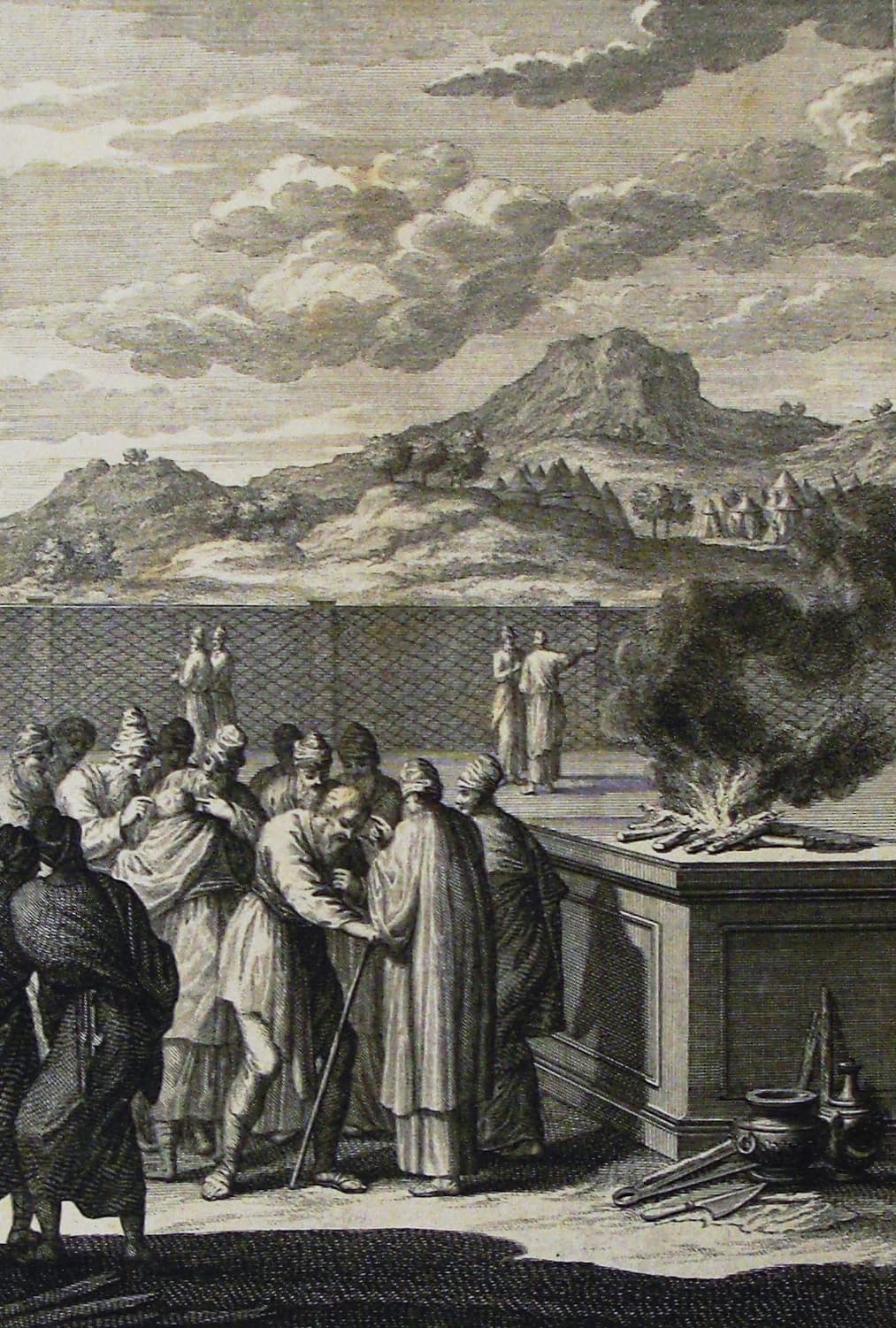 Ein Priester untersucht einen Aussätzigen nach den Vorschriften des Levitikus