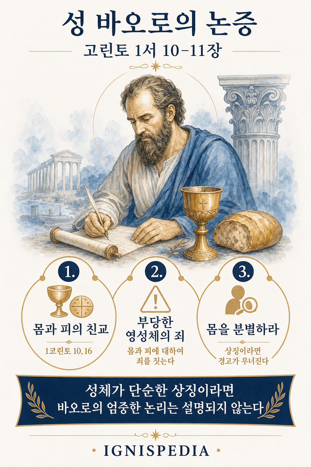 인포그래픽 : 고린토 1서에서 성 바오로가 제시한 실재 현존에 관한 논증