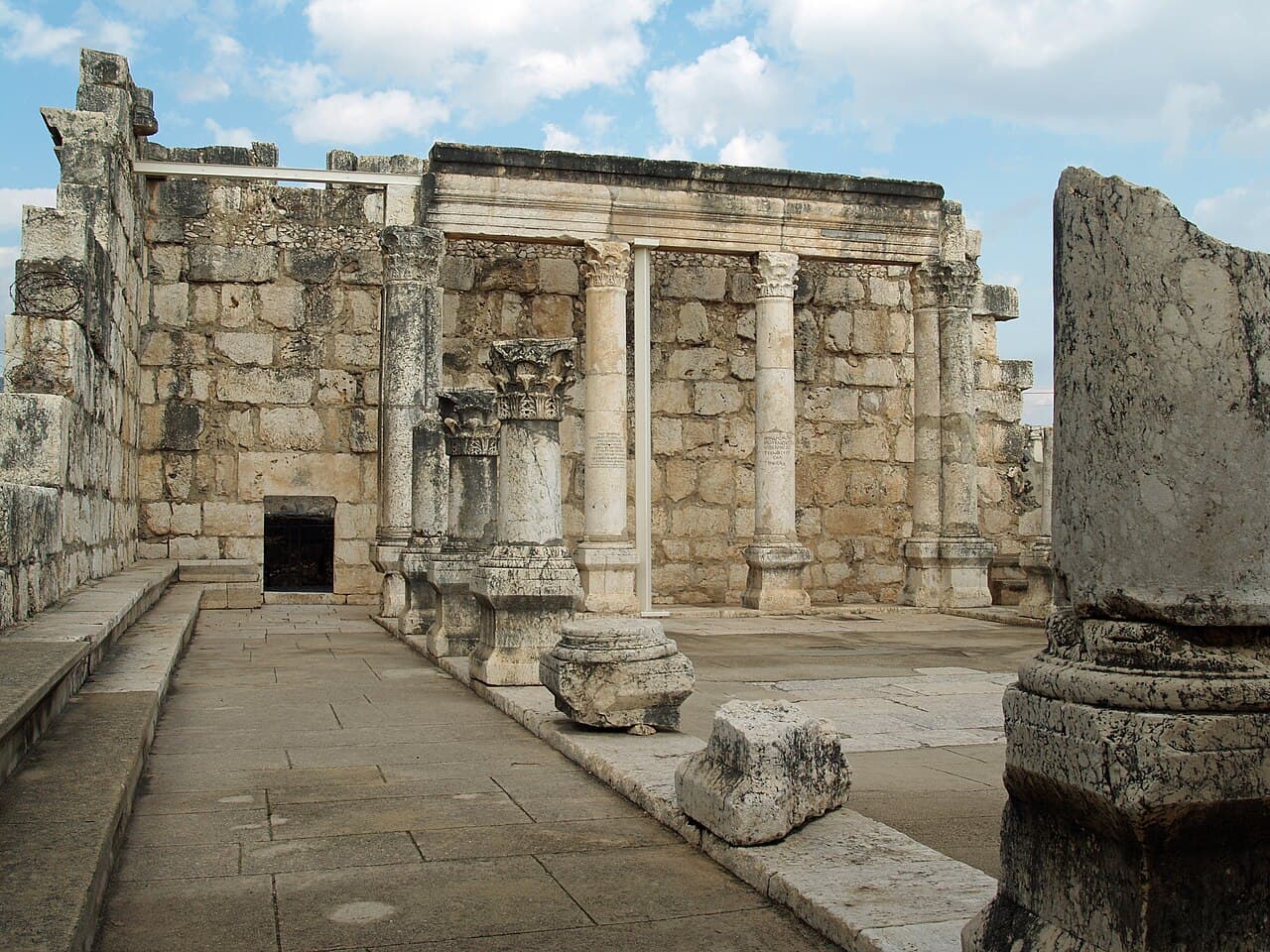 Ruins of the synagogue at Capernaum, the place of the Bread of Life discourse according to John 6:59