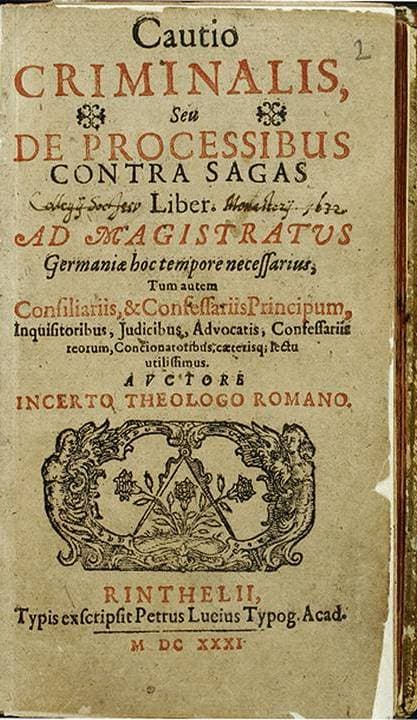 Page de titre de la Cautio Criminalis publiée anonymement à Rinteln en 1631