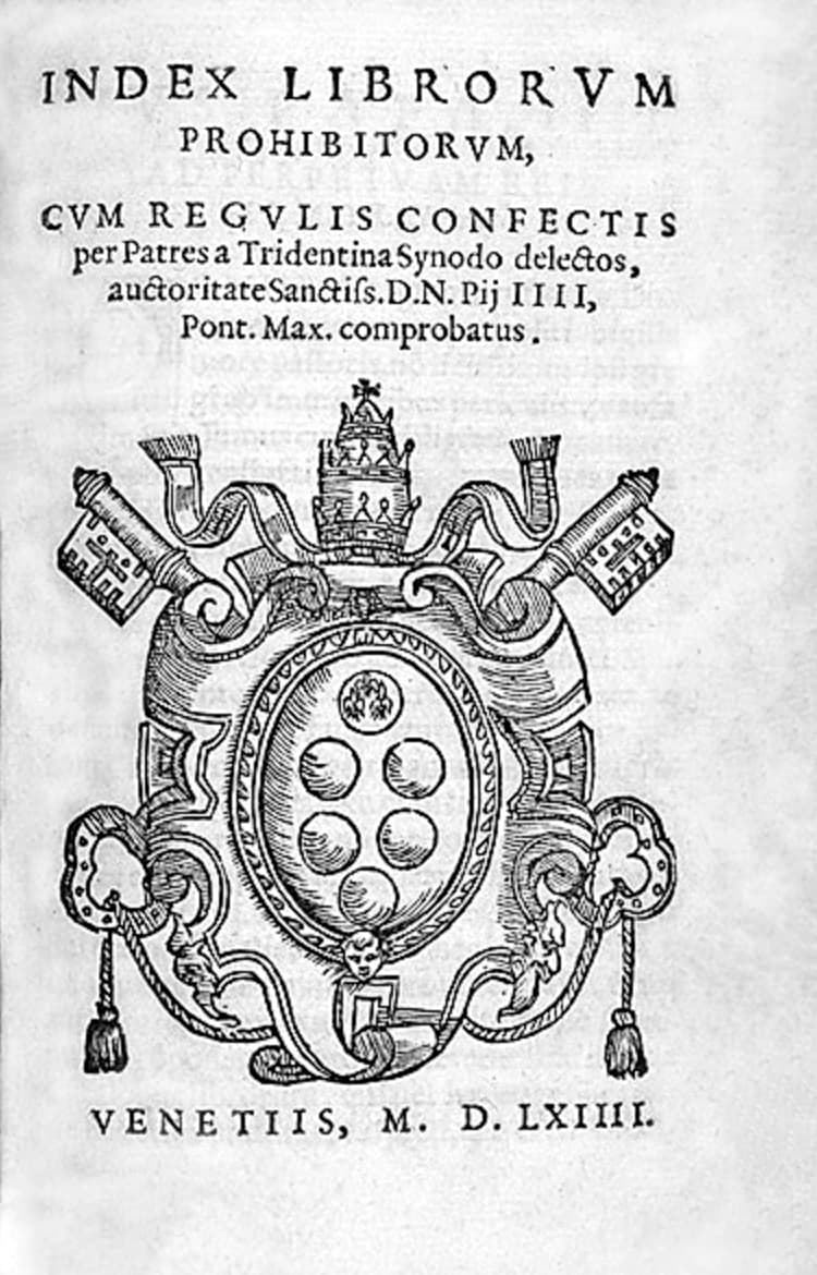 Frontespizio dell'Index librorum prohibitorum, Paolo IV, 1559