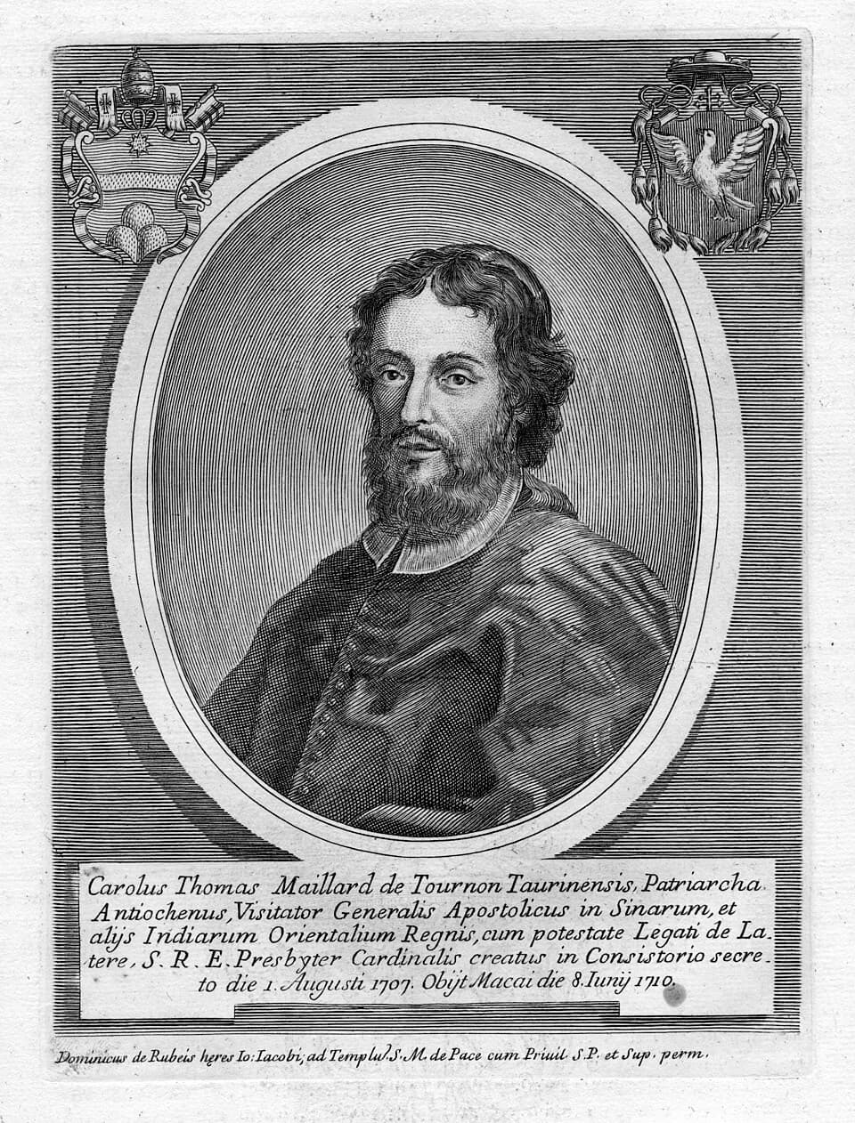 Gravura do cardeal Charles-Thomas Maillard de Tournon (1668-1710)