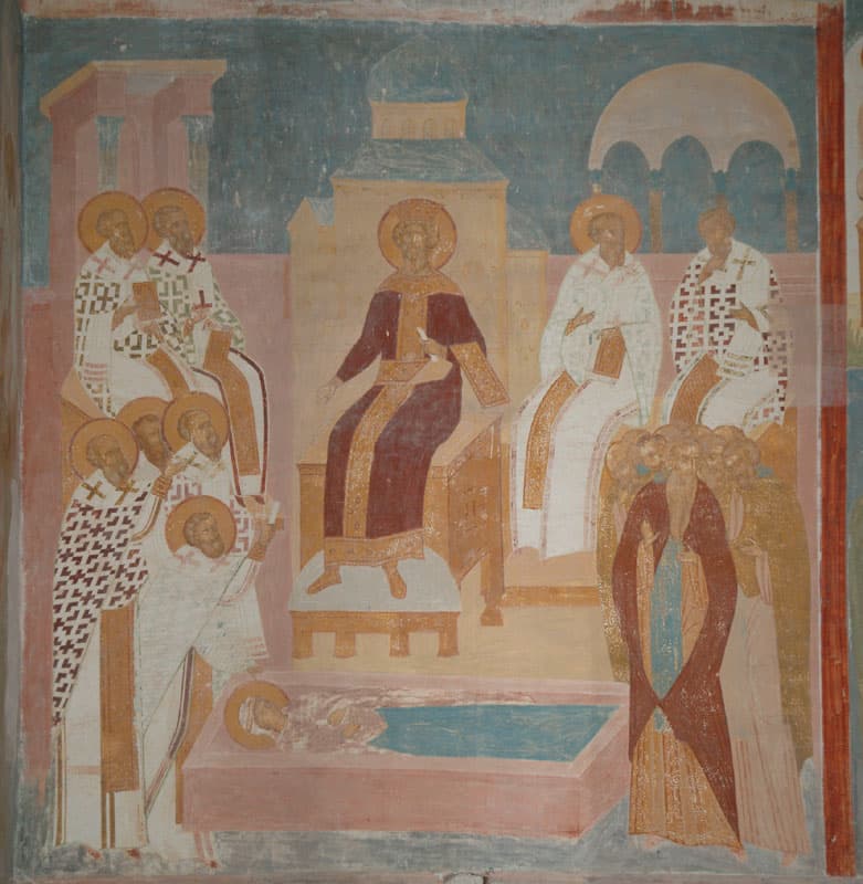 Affresco russo raffigurante il concilio di Calcedonia