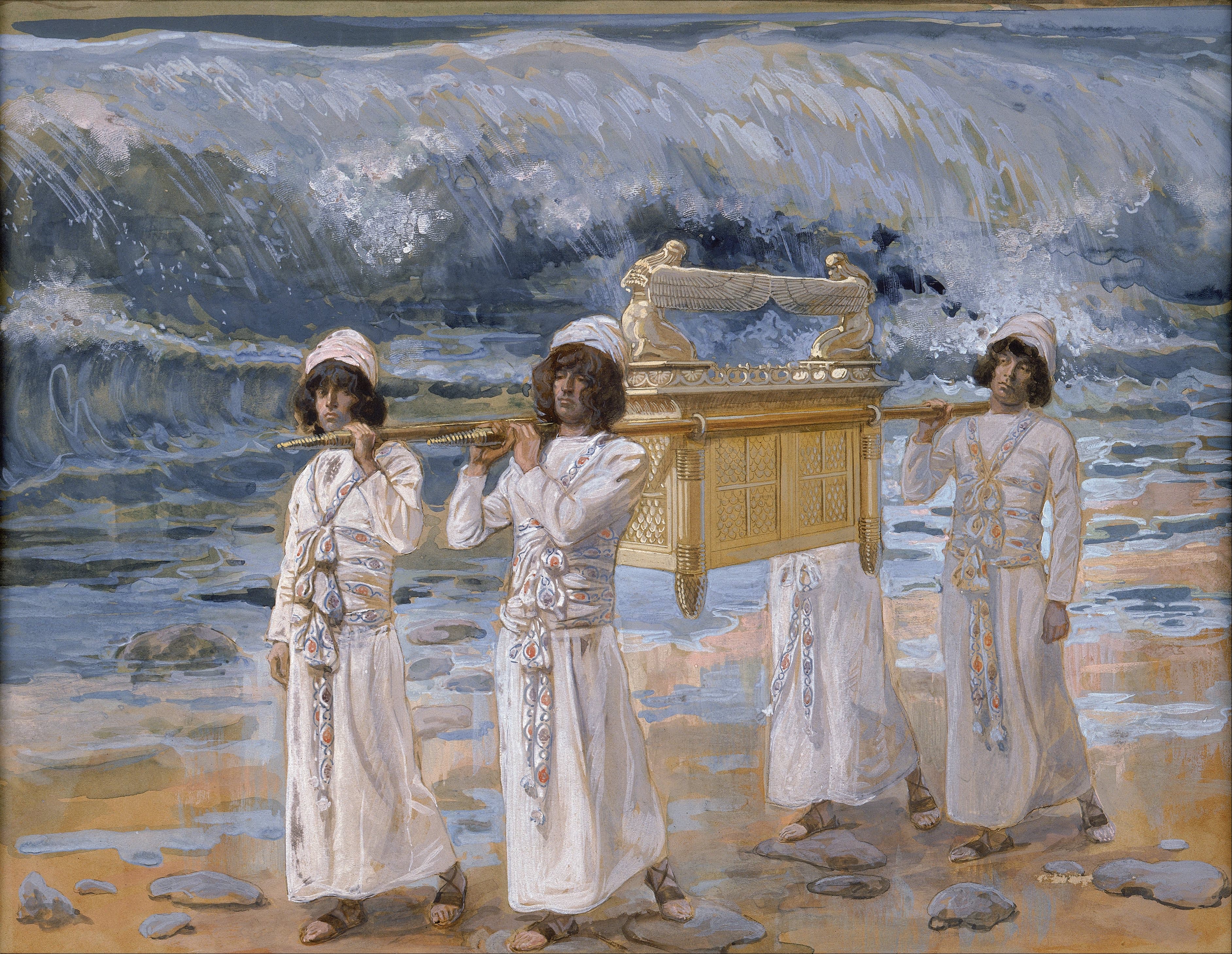 James Tissot painting of priests carrying the Ark of the Covenant across the Jordan