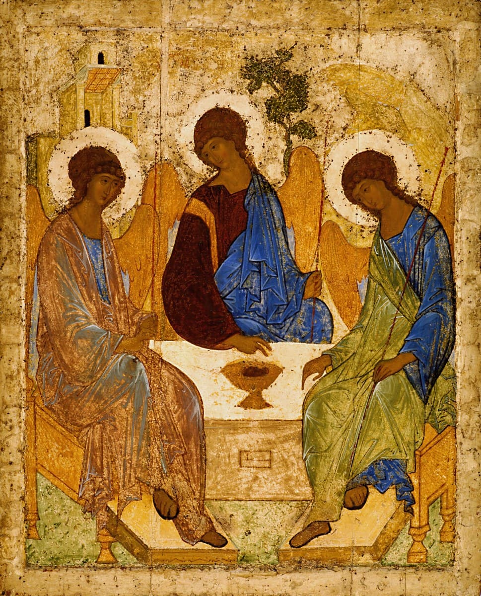 Andrei Rublev icon of the Holy Trinity with three angels at Mamre