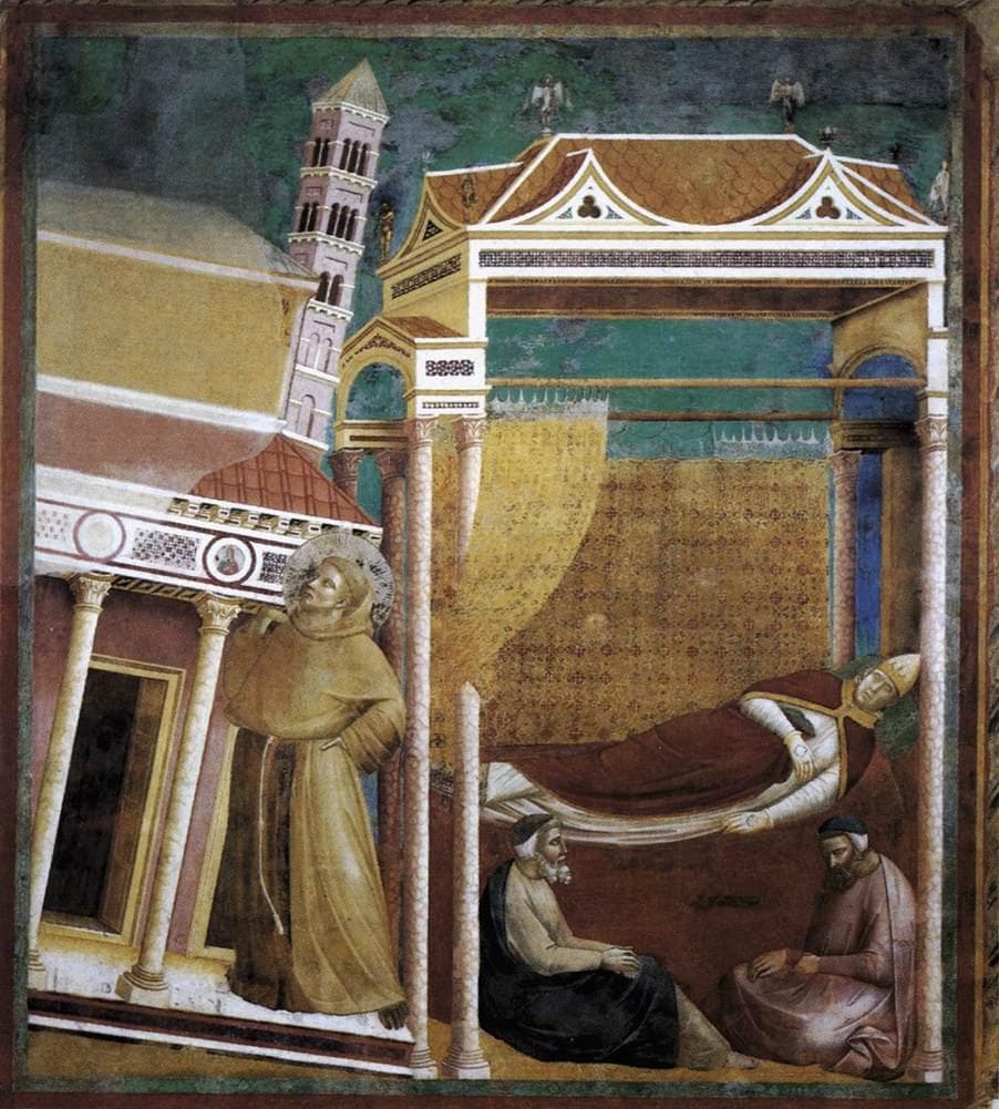 Giotto, Dream of Innocent III seeing Saint Francis supporting the Lateran Basilica