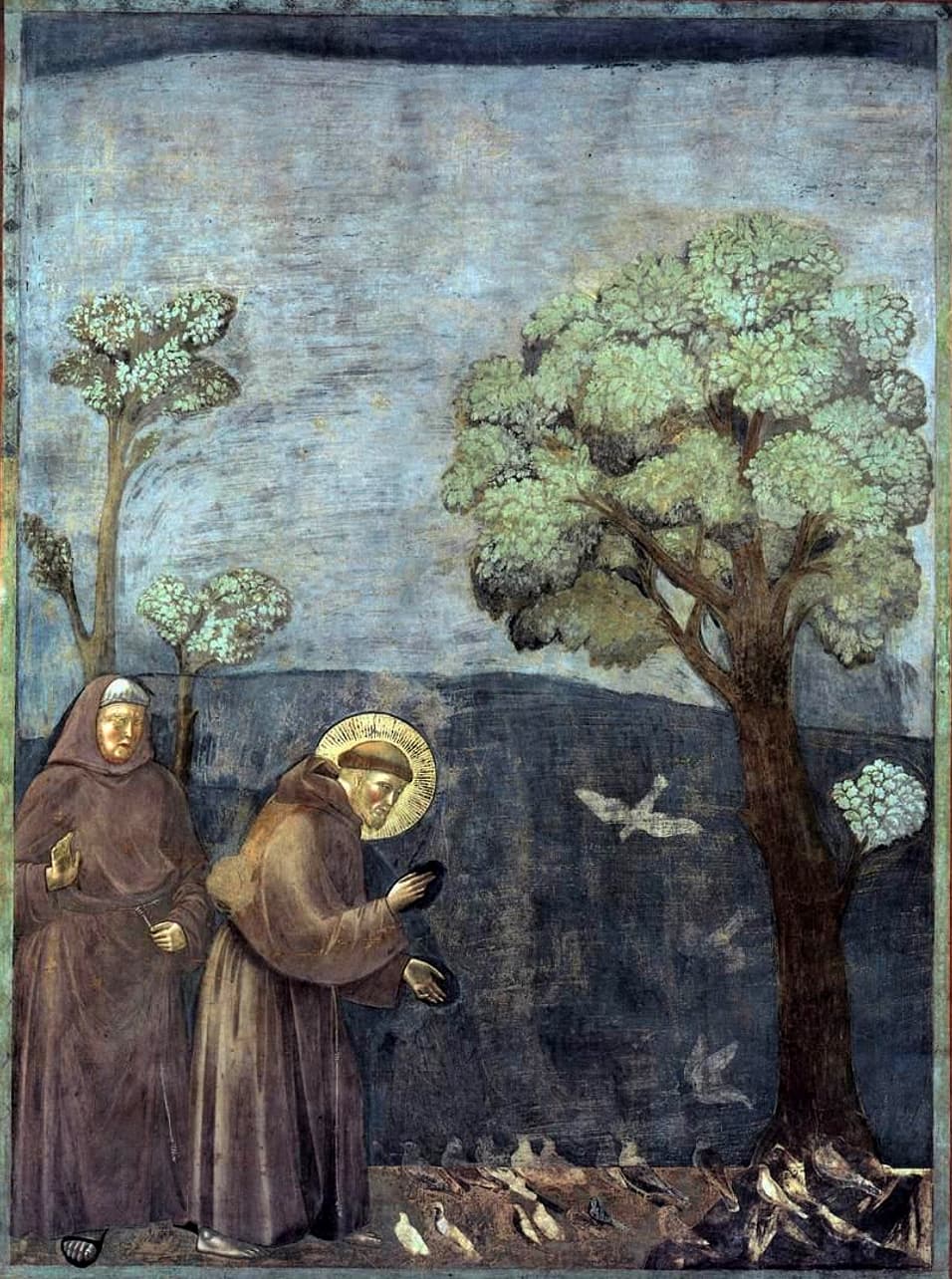 Francis preaching to the birds, fresco of the Upper Church of Assisi