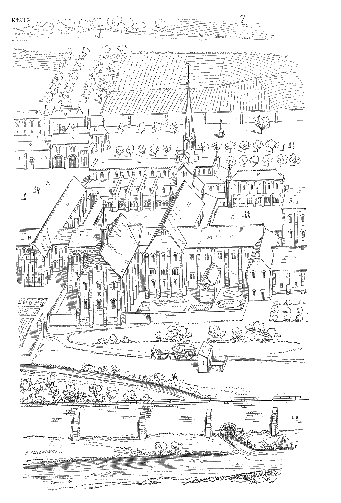 Alter Plan der Abtei Cîteaux, veröffentlicht von Viollet-le-Duc