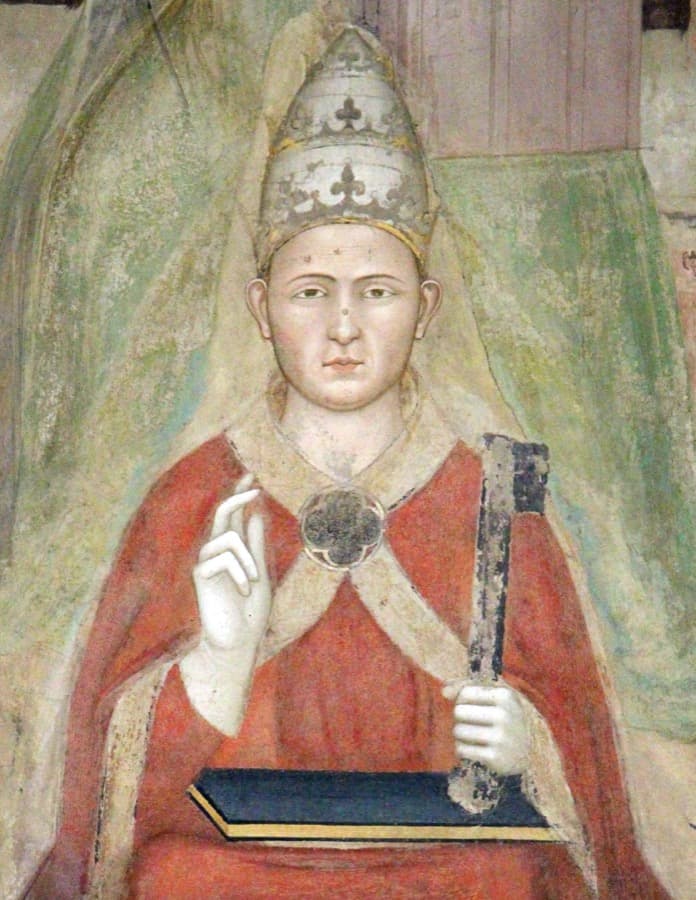 Retrato do papa Clemente V, fresco do Cappellone degli Spagnoli, Florença